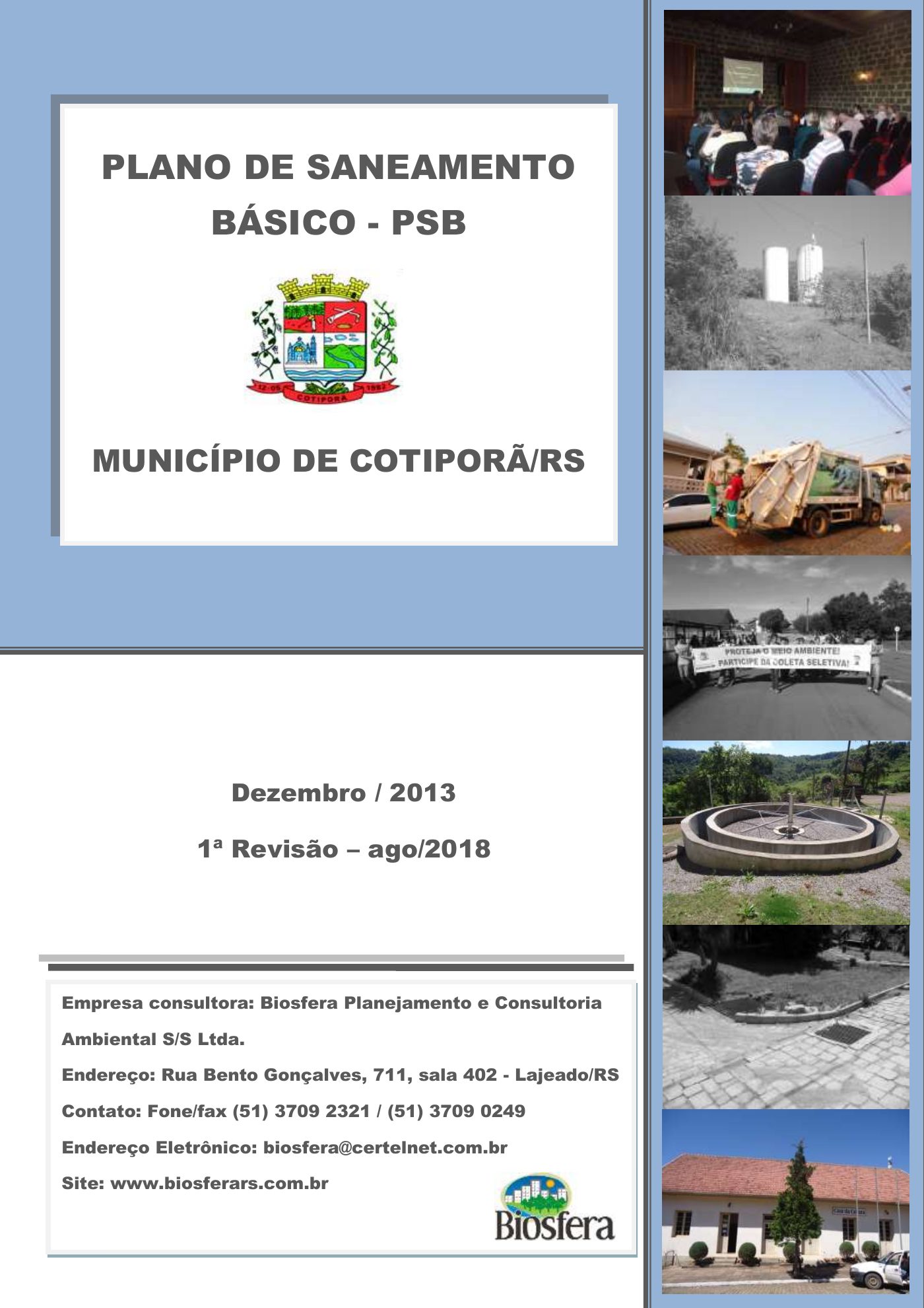 Primeira página de Plano Municipal de Saneamento Básico (com drenagem pluvial)